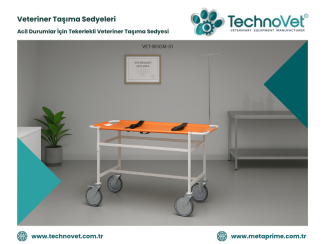 Acil Durumlar İçin Tekerlekli Veteriner Taşıma Sedyesi | TechnoVet