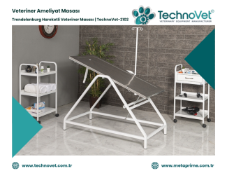 Veteriner Ameliyat Masası | Trendelenburg Hareketli Çift Eğimli TechnoVet-2102