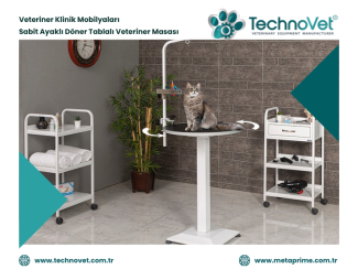 Veteriner Klinik Mobilyaları | Sabit Ayaklı Döner Tablalı Muayene Masası